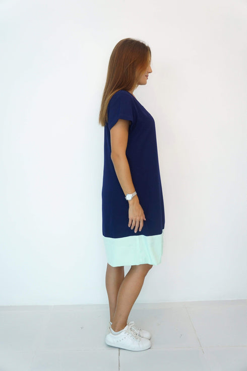 Dress The R Anywhere Dress - Perfect Navy, Aqua Colour Block dubai outfit dress brunch fashion mums